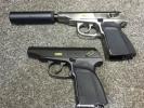 T WE Airsoft Makarov GBB  with Silencer( Silver / Black )